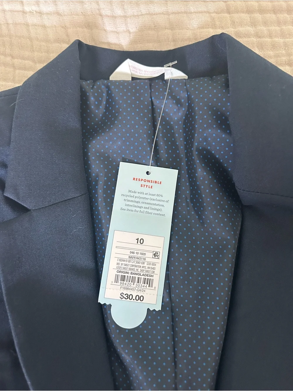 NWT Black Boys 10 Cat & Jack Navy Blue Tailored Blazer